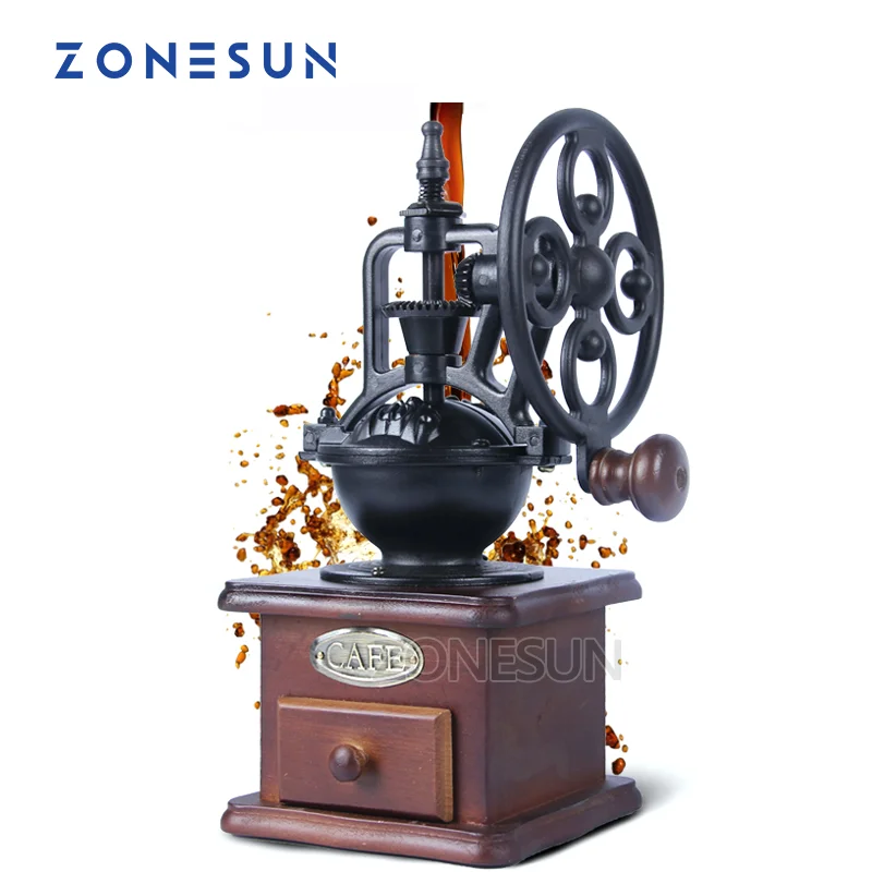 

Ferris Wheel Design Vintage Manual Coffee Grinder With Ceramic Movement Retro Wooden Coffee Mill For Home Decoration