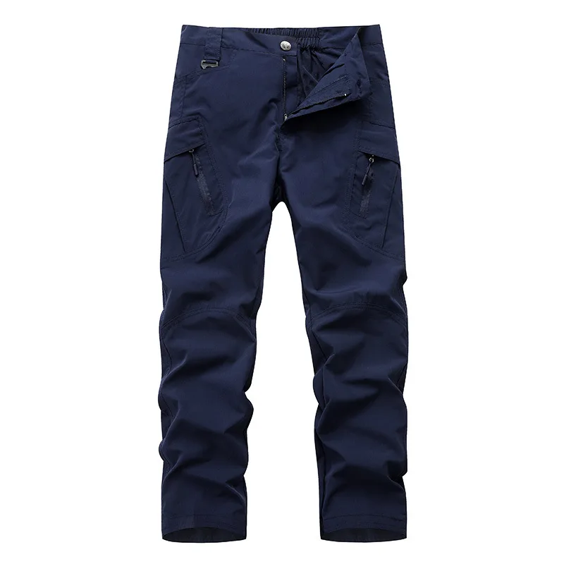 New Summer Men Thin Breathable Elastic Work Pants Outdoor Casual Sports Multi Pockets Cargo Pants Straight Tooling Trousers 3XL