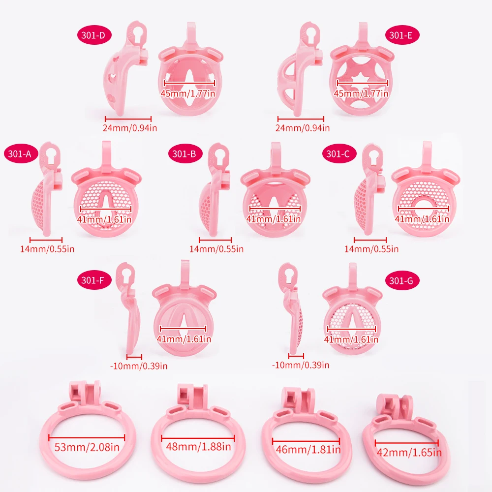 Super Small Pink Pussy Chastity Cage Print Lightweight Male Cock Cage With 4 Flat Base Ring Erotic Bondage BDSM Sex Toys For Men