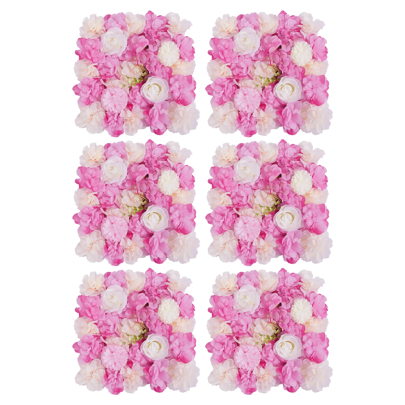 

6Pcs Silk Fabric Artificial Flower Wall Plastic Background Rose Mat for Wedding Backdrop Wall Decor Shop Photo Backdrop 38*38cm