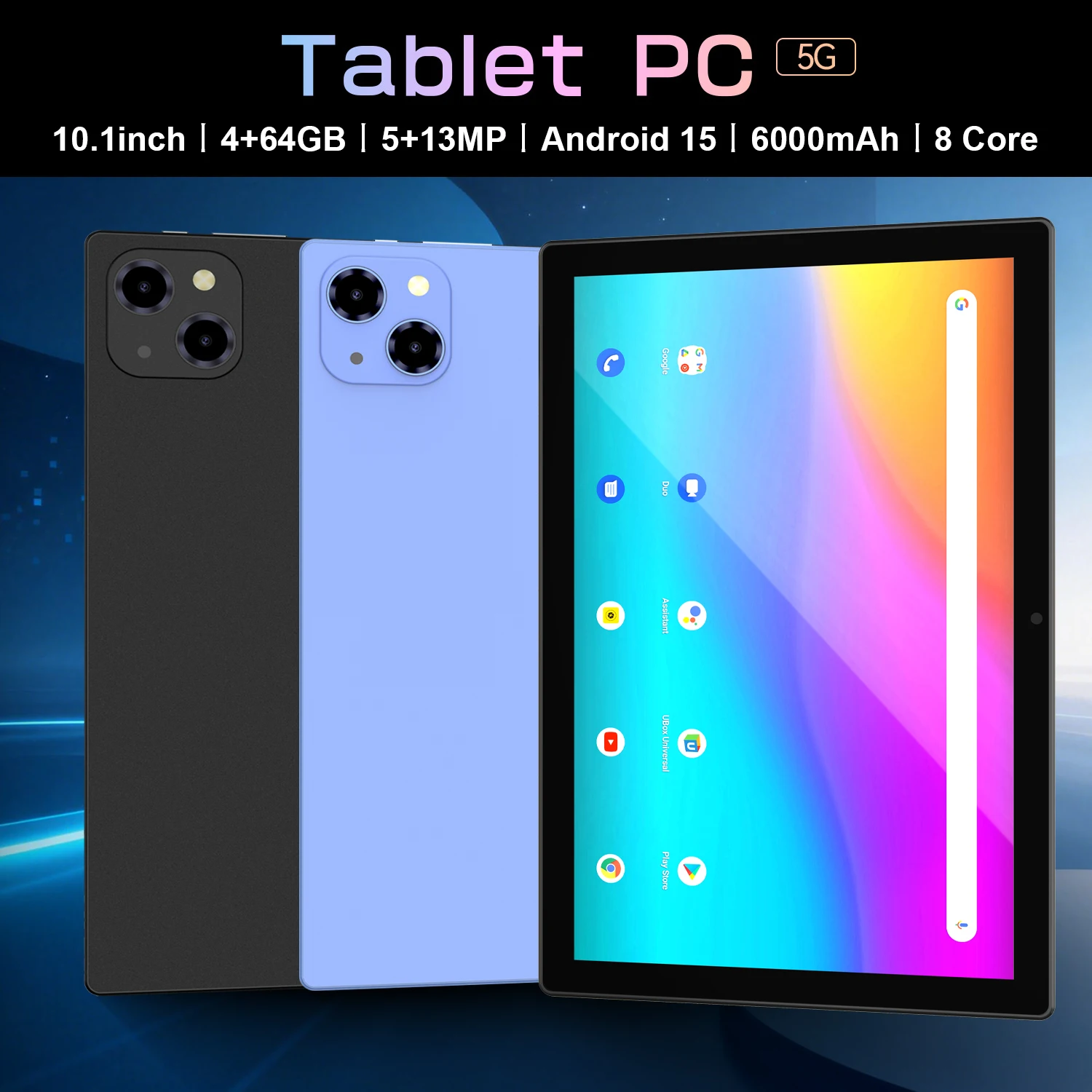 2026 New 10.1 Inch Tablet Pc 4GB RAM 64GB ROM Android 15 Octa Core 3G 4GLTE 5G Internet WiFi Internet Global Version