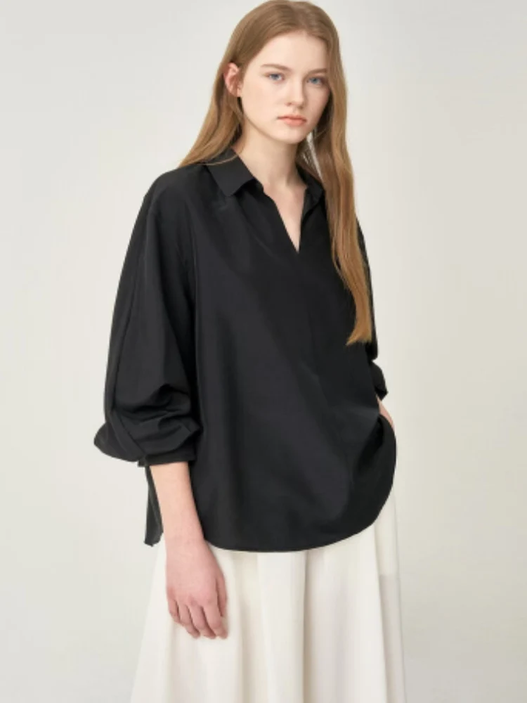 

2025 Summer New Korean Sle Casual Faion Long Sve irt Women's Loose Fit Breathable Cotton Button up Casual Top