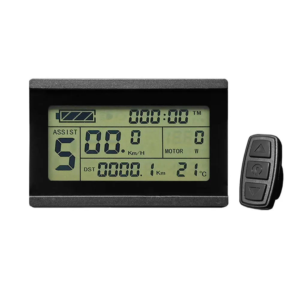 

5-pin SM Connector Ebike LCD Display Color Cycling Backlight Speed Battery Mileage Display For KT Controller Black