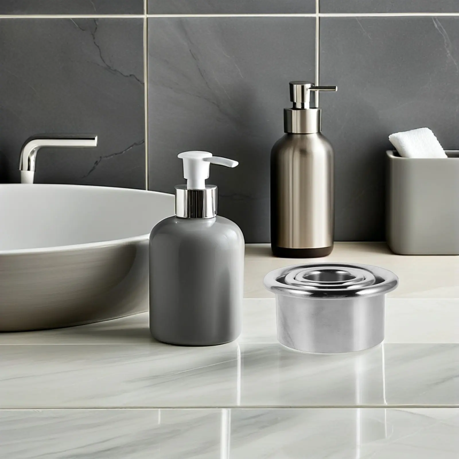 

3Pcs Stainless Steel Hair Dryer Holder Organizer Rack Blow Dryer Mount for Bathroom Vanity Countertop Desktop Salon Storage Tube