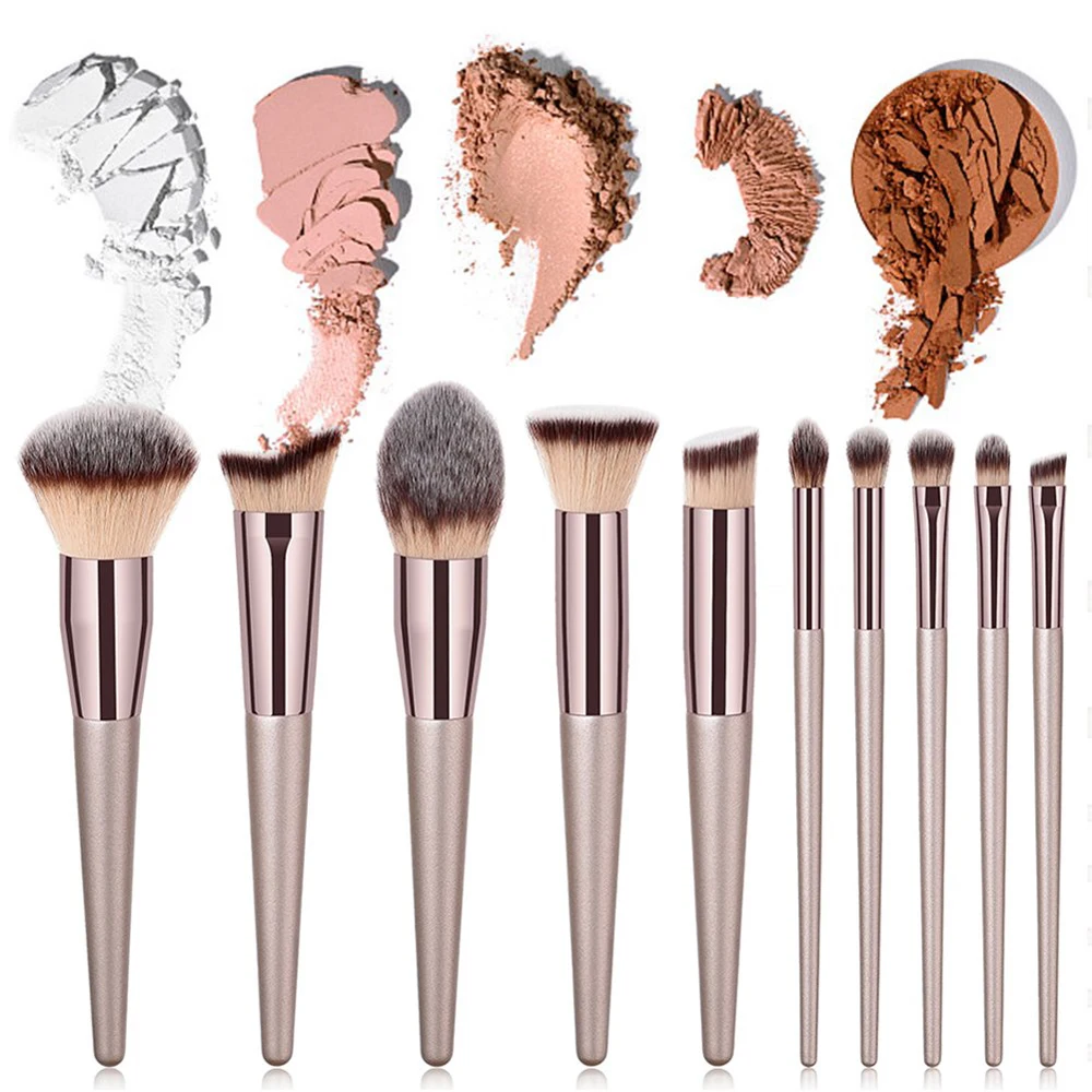 

Champagne Travel Makeup Brush Set Professional for Face Make Up Powder Foundation Eyeliner Eye shadow Blush Blending Brushes Kit