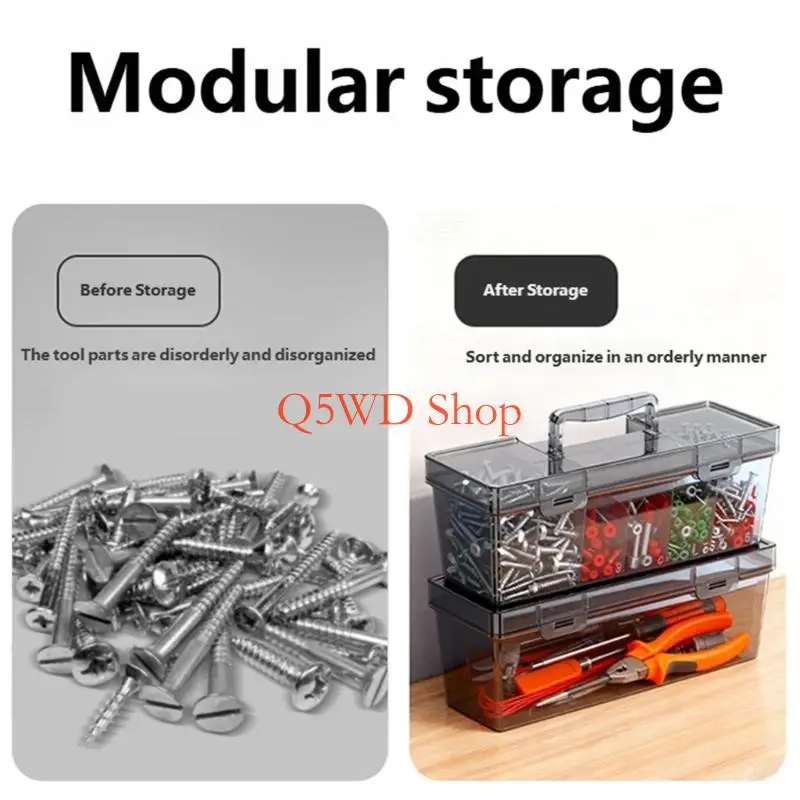 Q5WD Multifunctional See Through Parts Box Feature Ergonomic Grip And Customizable Interior Space