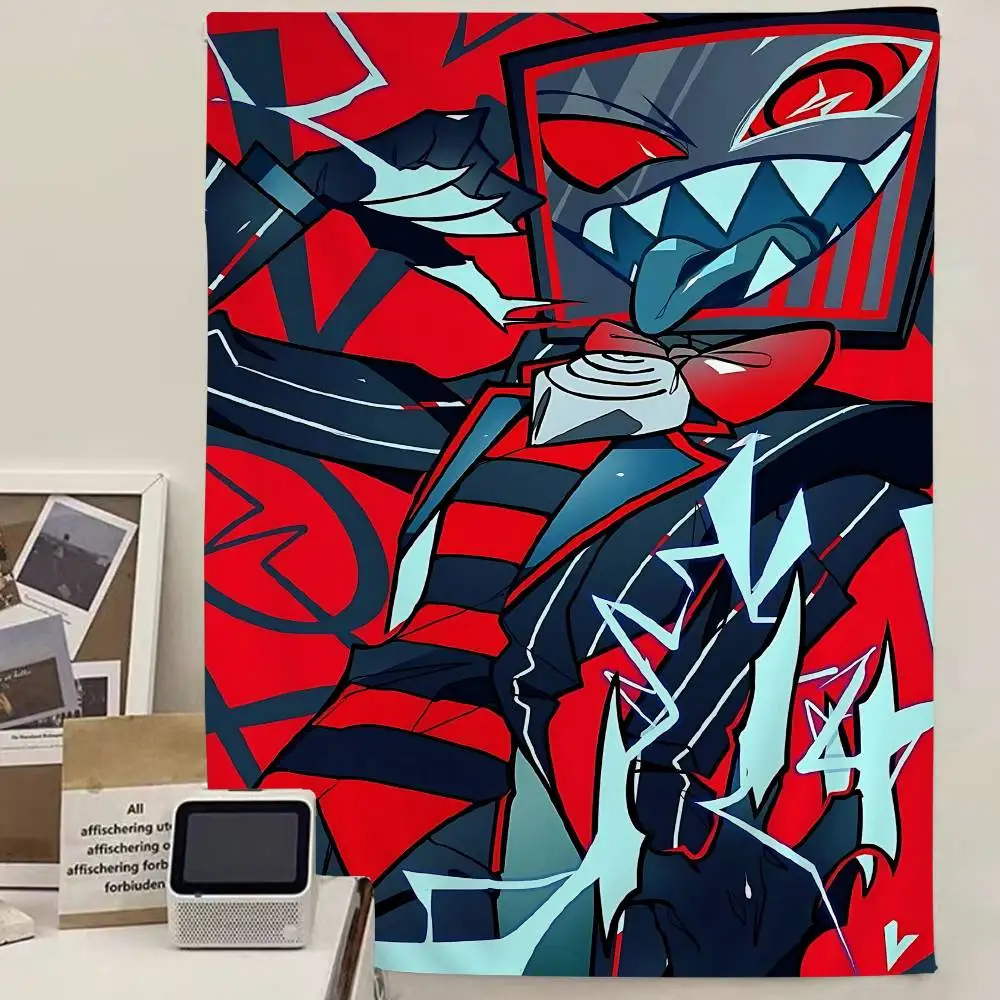 V-Vox Hazbin Hotel Anime Colorful Tapestry Wall Hanging Hanging Tarot Hippie Wall Rugs Dorm Wall Art Decor