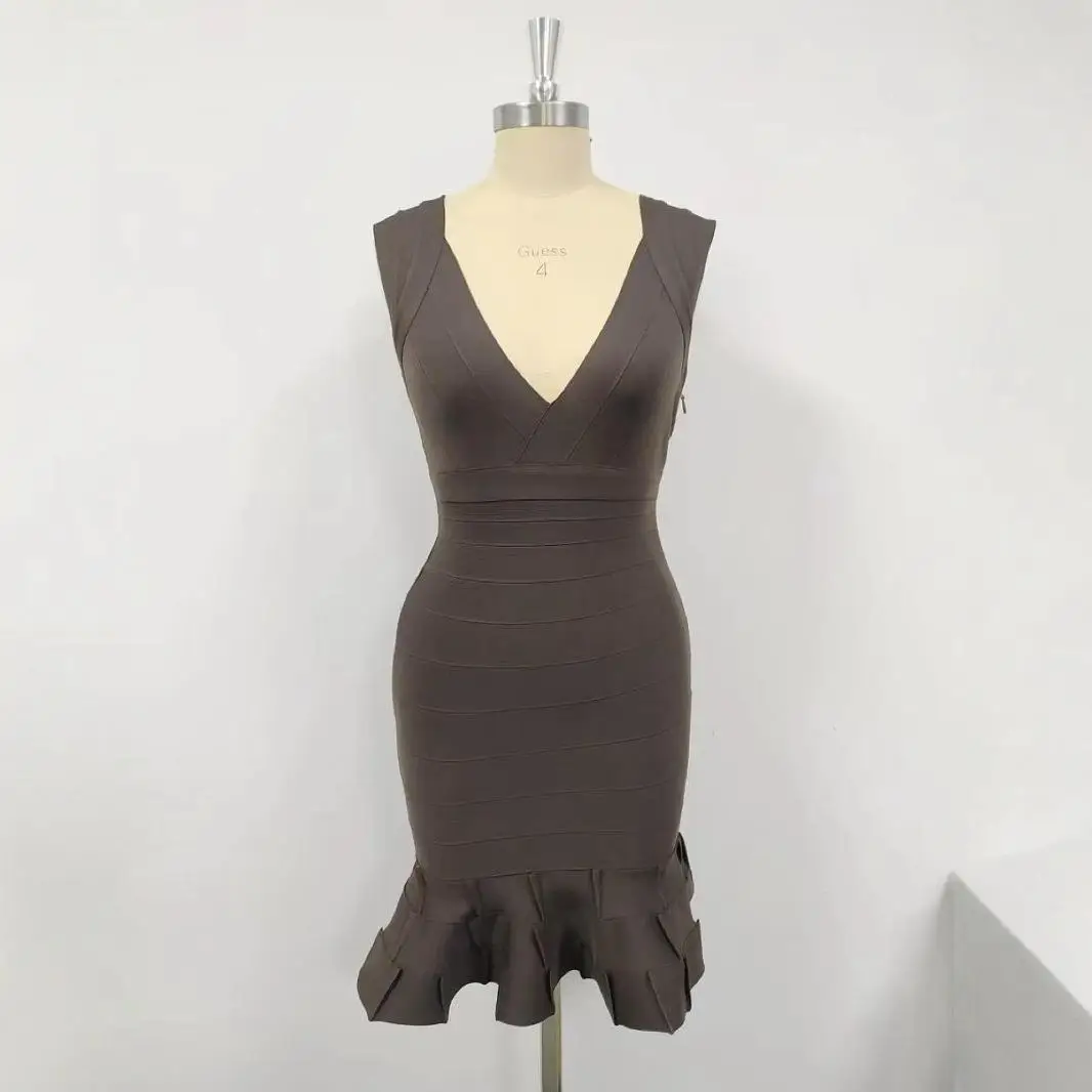 Vestido Sexy Estilo Pure Desire, Falda Corta Ajustada, Cintura Cruzada, Estilo Deado, Talla Pequeña, Ropa Formal, Tela de N...