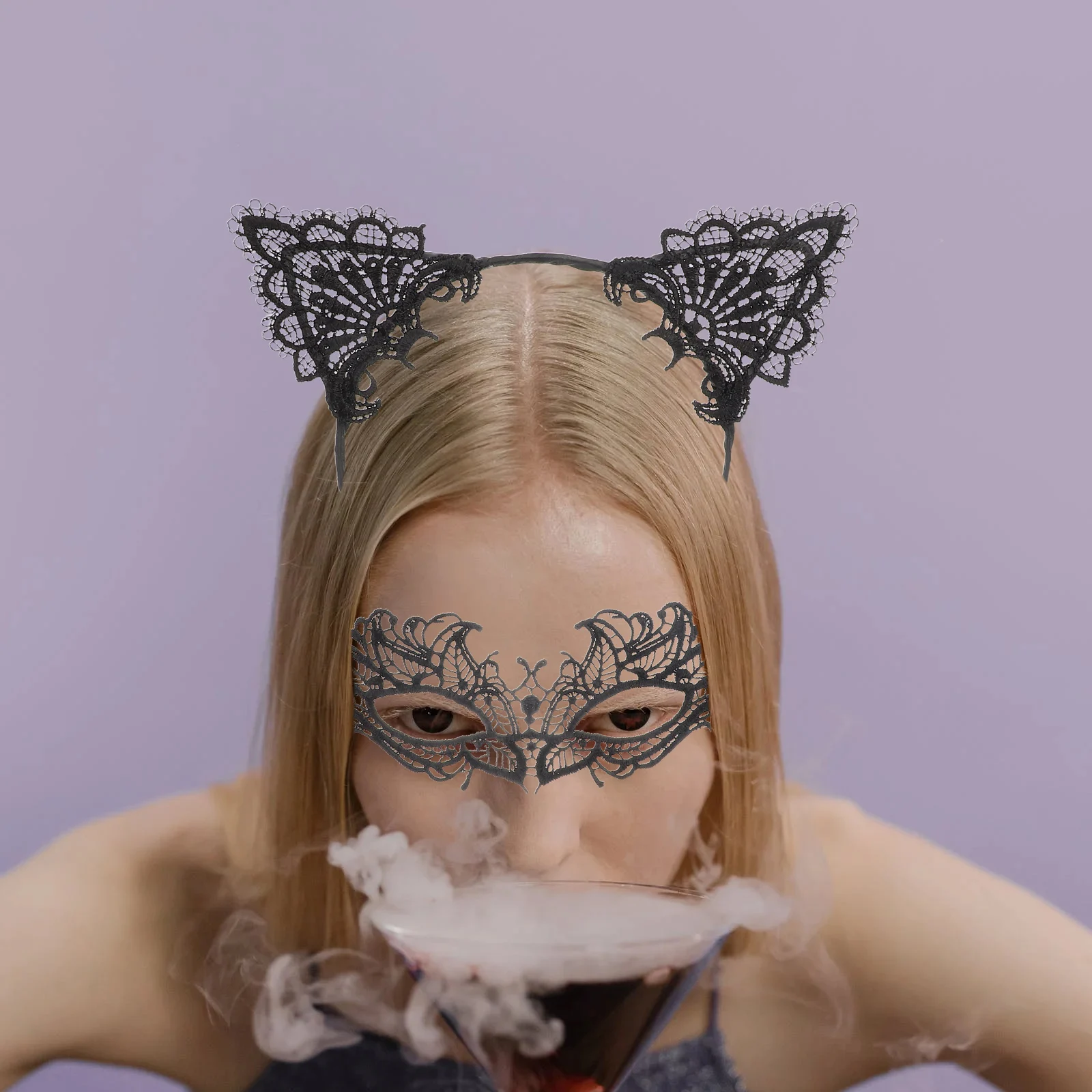 

1 Set Halloween Lace Headband Eyemask Costume Party Decor Creative Headdress Cosplay Hair Hoop Performance Accessories Safe