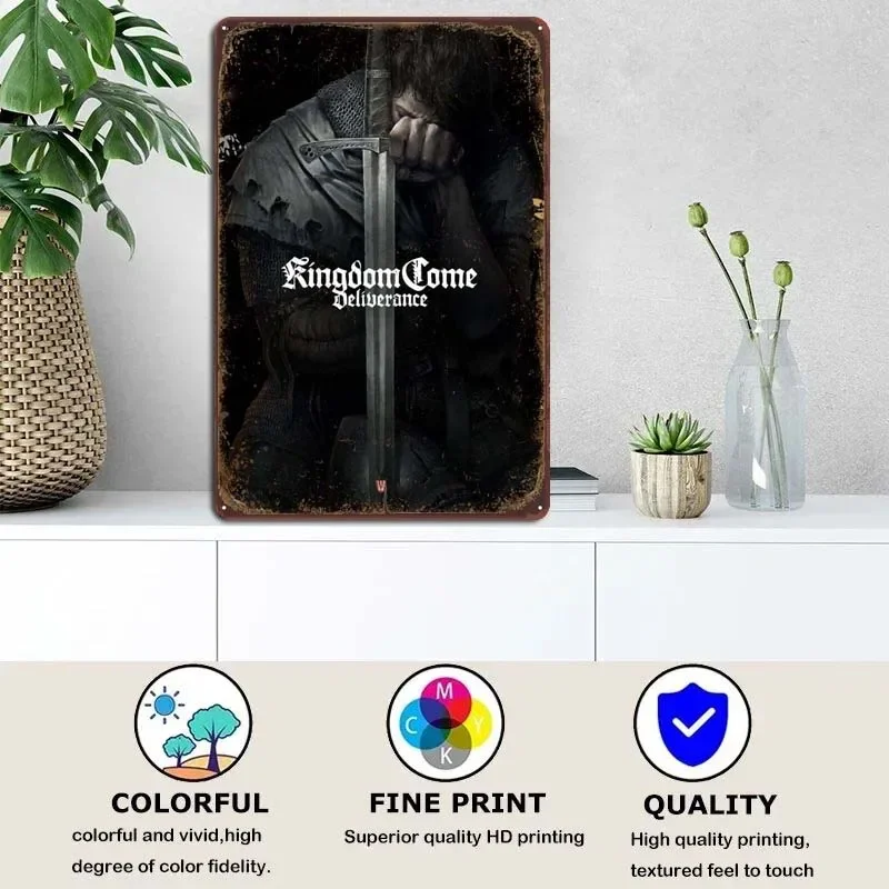 Kingdom Come Deliverance Tin Plaque Metal Posters Wall Decoration Metal Signs Vintage for Game Room Garage Bar Wall Decoration