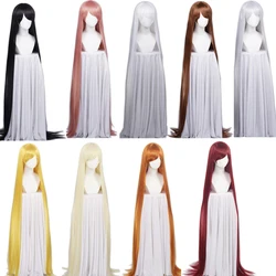 Peruca coslonga e lisa para mulheres, cabelo sintético resistente ao calor e cap para festa de halloween, fantasia, 60 polegadas, 150cm