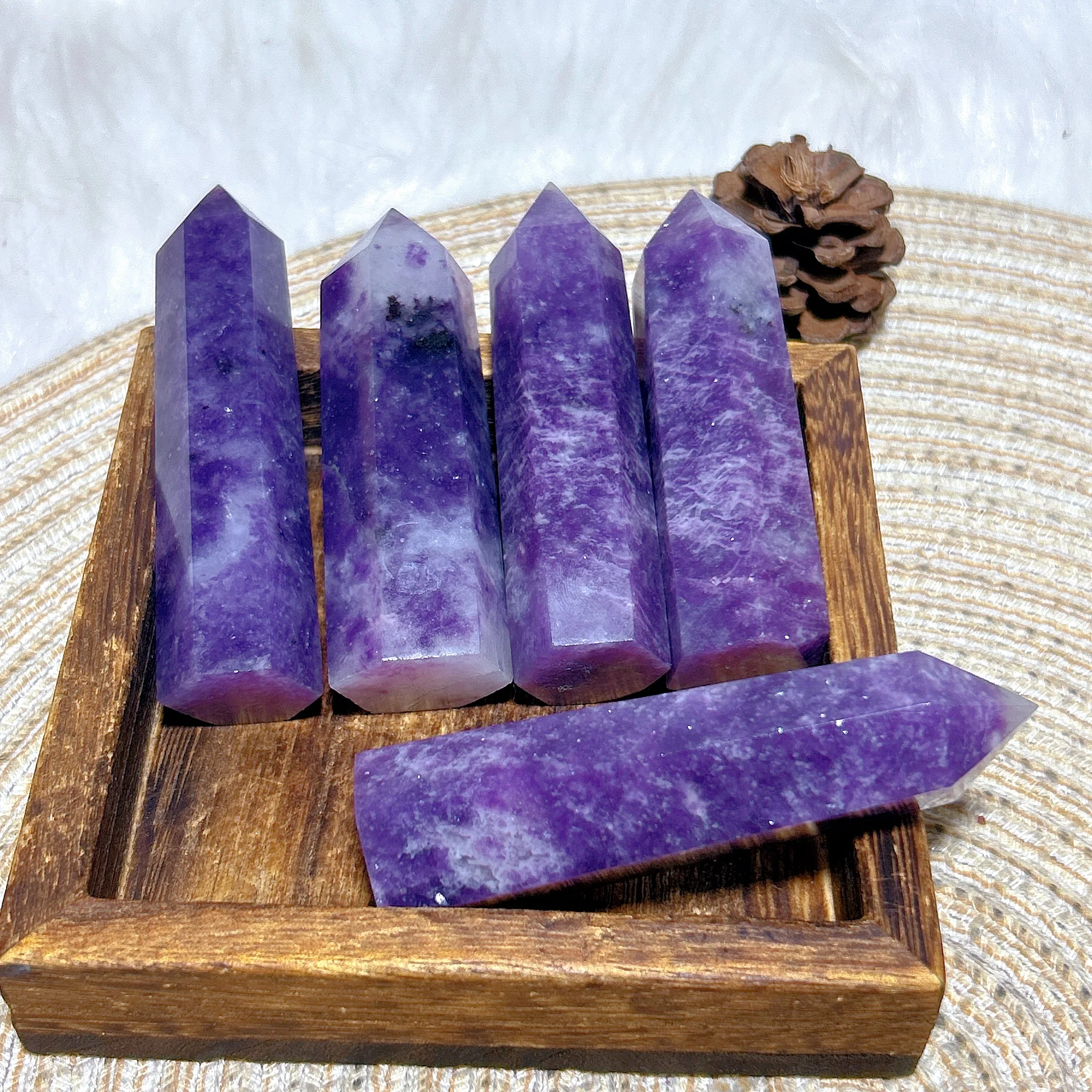 

Natural Crystal Lepidolite Tower Point High Quality Healing Gemstones Reiki Energy Ornament Home Decorations Room Decor Gift