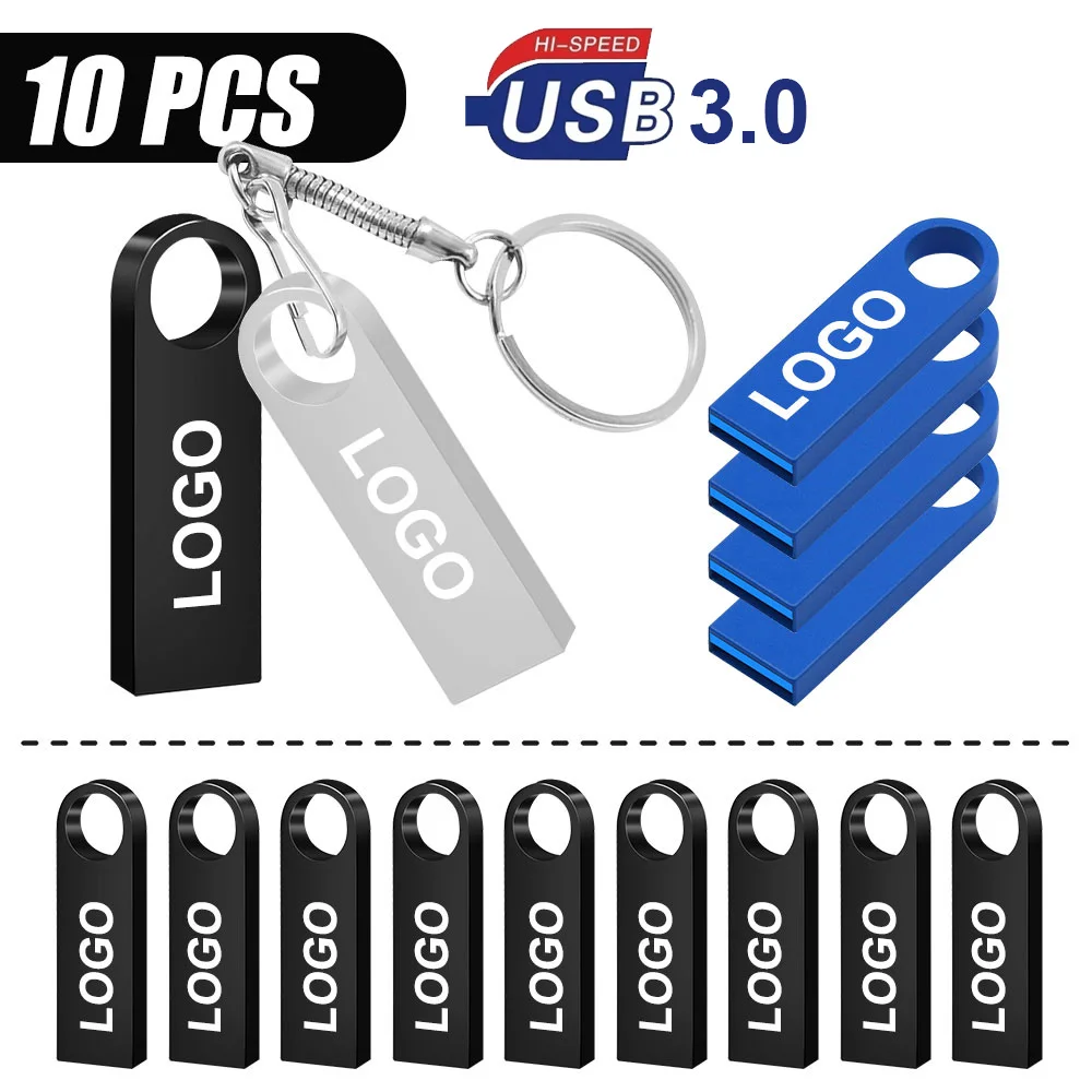 

10 шт./лот, бесплатный индивидуальный логотип, USB-флешка 3,0, высокоскоростной флэш-накопитель 8 ГБ, 16 ГБ, 32 ГБ, 64 ГБ, 128 ГБ, металлические USB-накопители с ключом