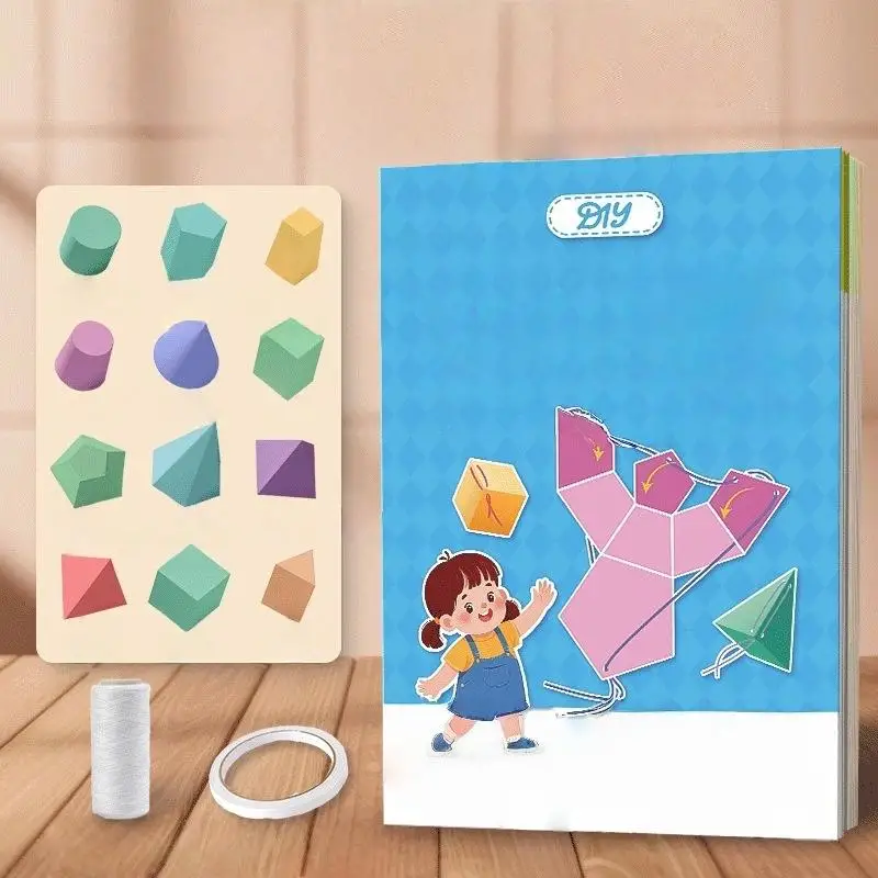 

Pack Kids DIY Solid Books Pull String 3D Geometry Study Textbook Solids Geometric Figures Space Reasoning Exercise Game