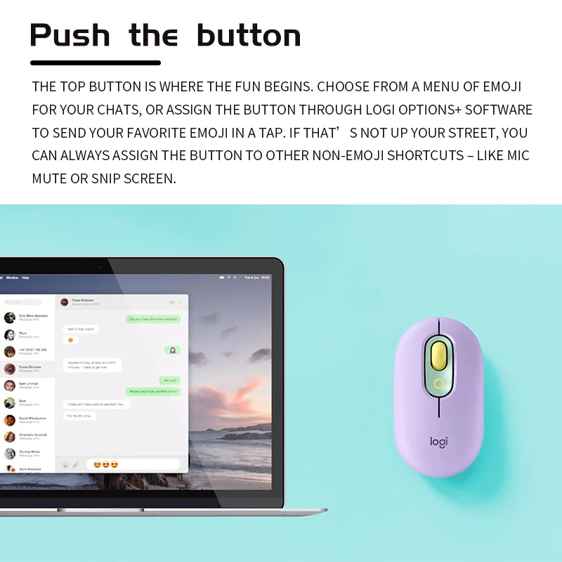 ماوس بلوتوث لاسلكي من سلسلة Logitech M350 POP لأجهزة iPad والأجهزة اللوحية وأجهزة الكمبيوتر المحمولة