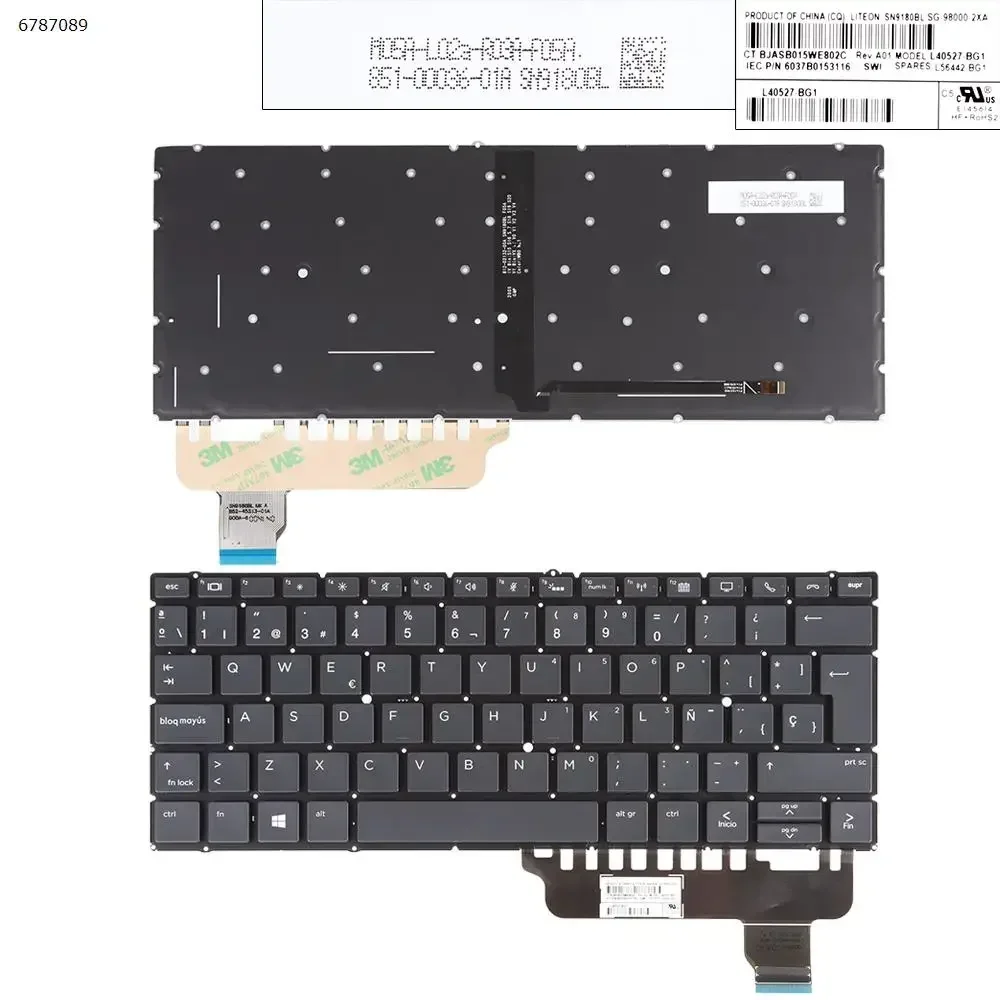 Imagem -03 - Teclado sp Espanhol Rplacement Retroiluminado Preto Apto para hp Elitebook X360 830 g5 g6 X360 Series L40527-bg1 6037b0153116