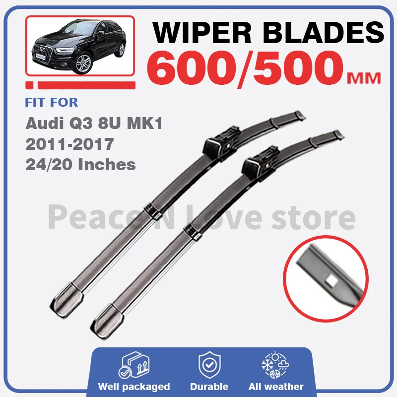 

Front Wiper Blades Set For Audi Q3 8U MK1 2011 - 2017 2013 2015 2pc Windshield Windscreen Window Brushes Accessories 24"+20"