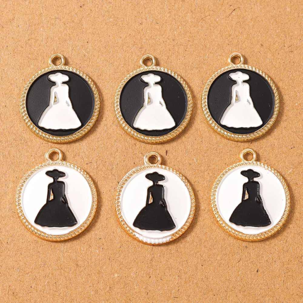 

10pcs Elegant Enamel Hat Dress Charms Pendant for Jewelry Making Earrings Necklace DIY Handmade Accessories Supplies