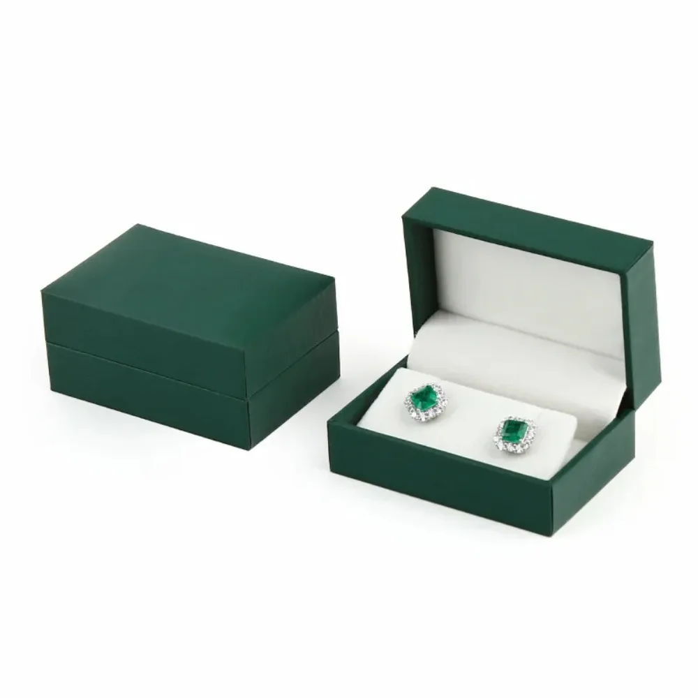 New Portable Earrings Packaging Box Square Solid Color Gift Boxes Faux Leather Organizer Box Earring