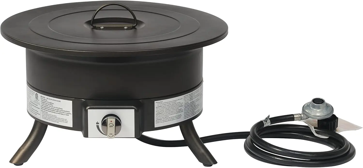 19-Inch 55,000 BTU Round Portable Propane Gas Fire Pit with Carry Strap, 18.5