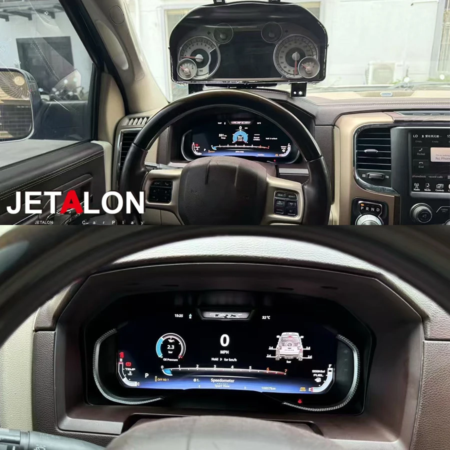 Pantalla LCD de 12.3'' con CarPlay para Dodge Ram 1500 2500 2013-2017, Velocímetro, Panel Inteligente, Mapa, Cabina Virtual Múltiple