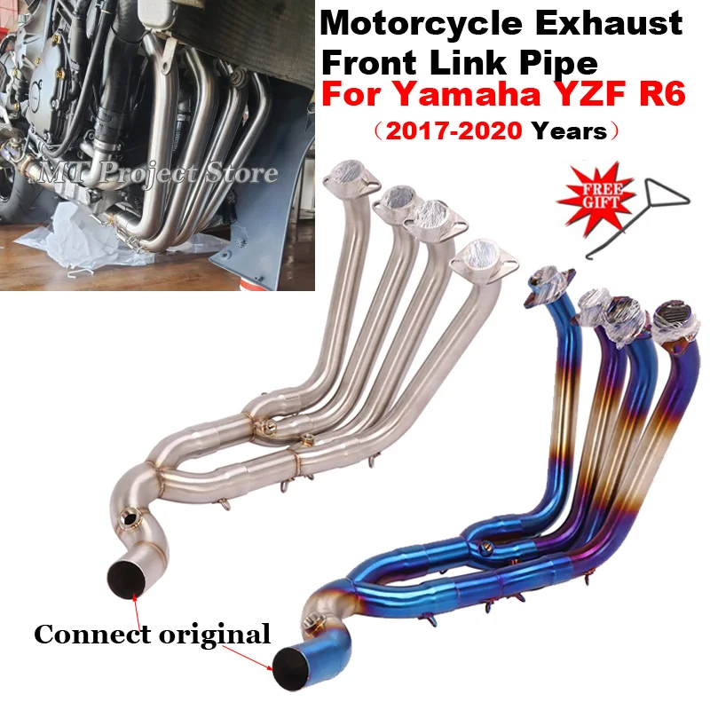 Slip On For Yamaha YZF R6 YZFR6 2017 2018 2019 2020 Motorcycle Exhaust System Escape Front Link Pipe Connect Original Muffler