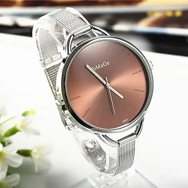 Luxury Golden Women Dress Wrist Watches Brand Womage Ladies Ultra Slim Stainless Steele Mesh Mini Bracelet Quartz Watch