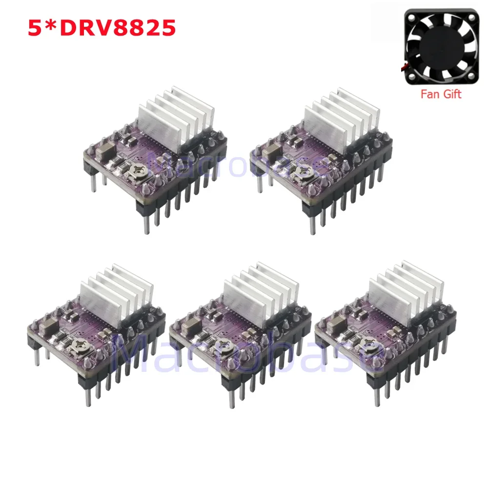 DRV8825 5 uds placa controladora de motor paso a paso StepStick DRV 8825 controlador de accionamiento paso módulo de motor disipador de calor del radiador