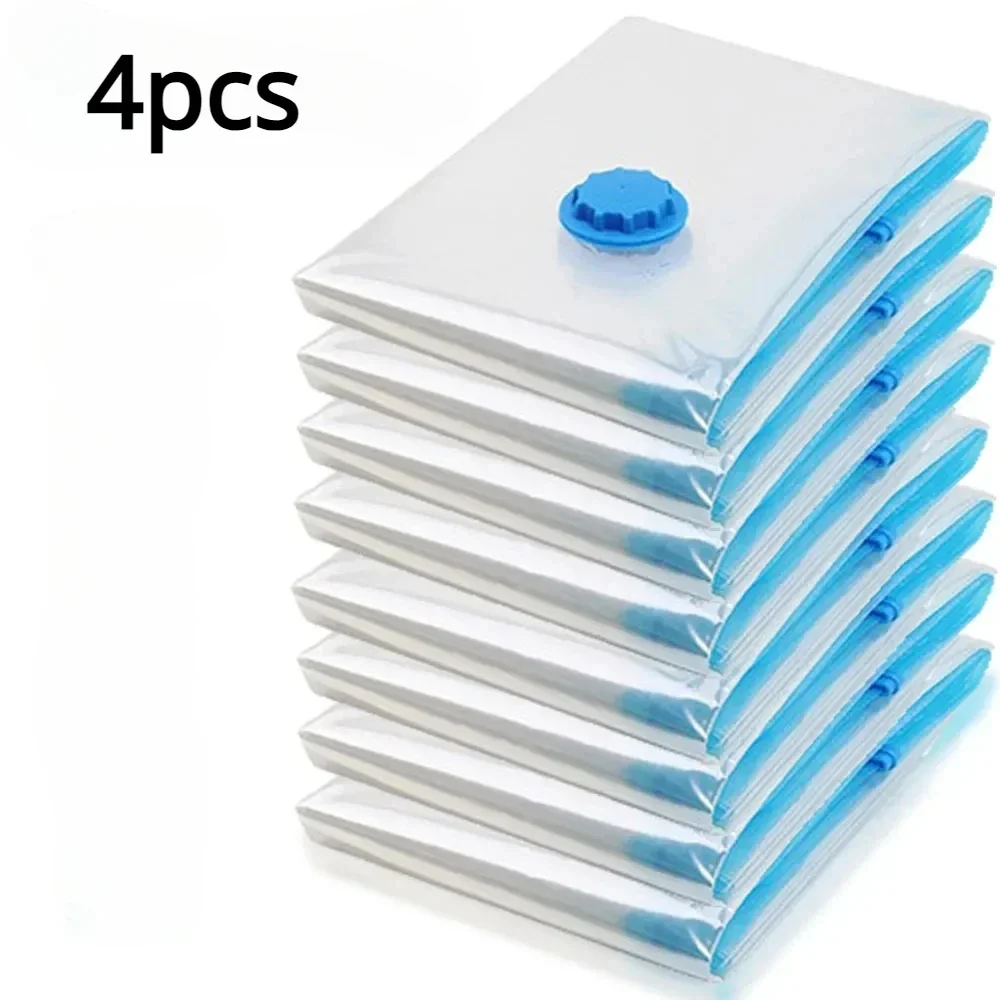 2/4/6pcs Thickened Vacuum Compression Bag, Transparent Quilt Vacuum Bag, Storage Bag, Household Clothing Storage And Sorting Bag