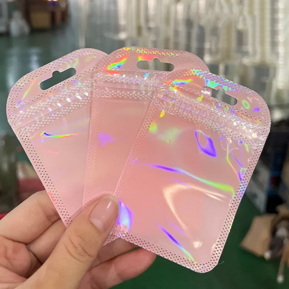 

50pcs Holographic Bags Mylar Bags Resealable Bag Foil Pouch Party Favor Bag Coffee Storage for Jewelry Small Business Packaging