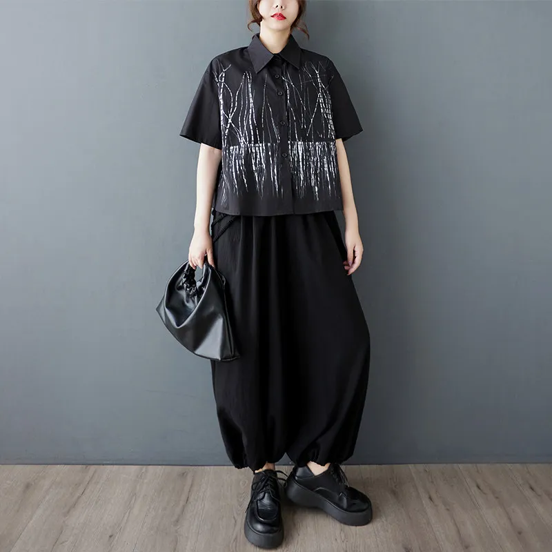 Women's White Blouse 2026 New Summer Fashion Loose Casual Short-sleeve Shirt Unique Design Chic Print Commuter Fashion Tops view 5