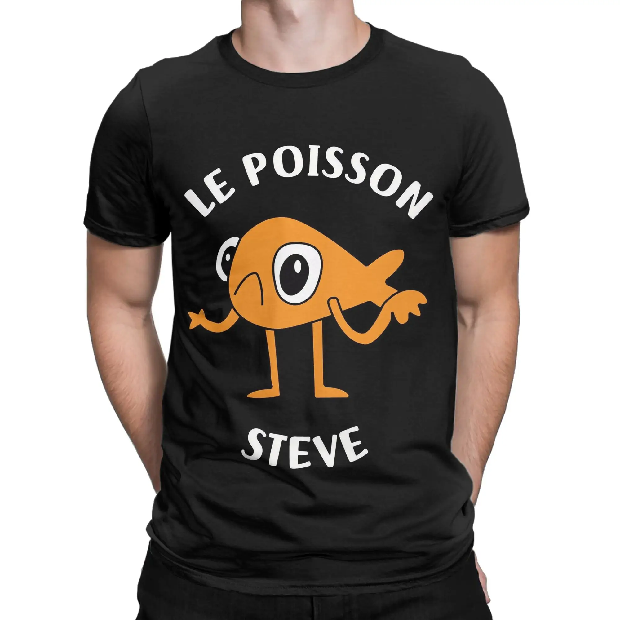 Le Poisson Steve T-Shirt Summer  Funny Fish Meme Popular T Shirts Man Cotton  Plus Size  Clothing Short-Sleeve Street Style Tops