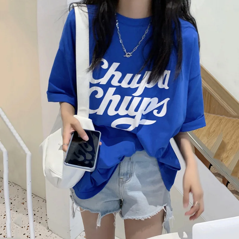 Brief Gedrukt Oversized T-shirts Vrouwelijke Korte Mouw T-shirts Vrouwen Zomer Harajuku Streetwear Koreaanse Fashion Casual Losse Tees