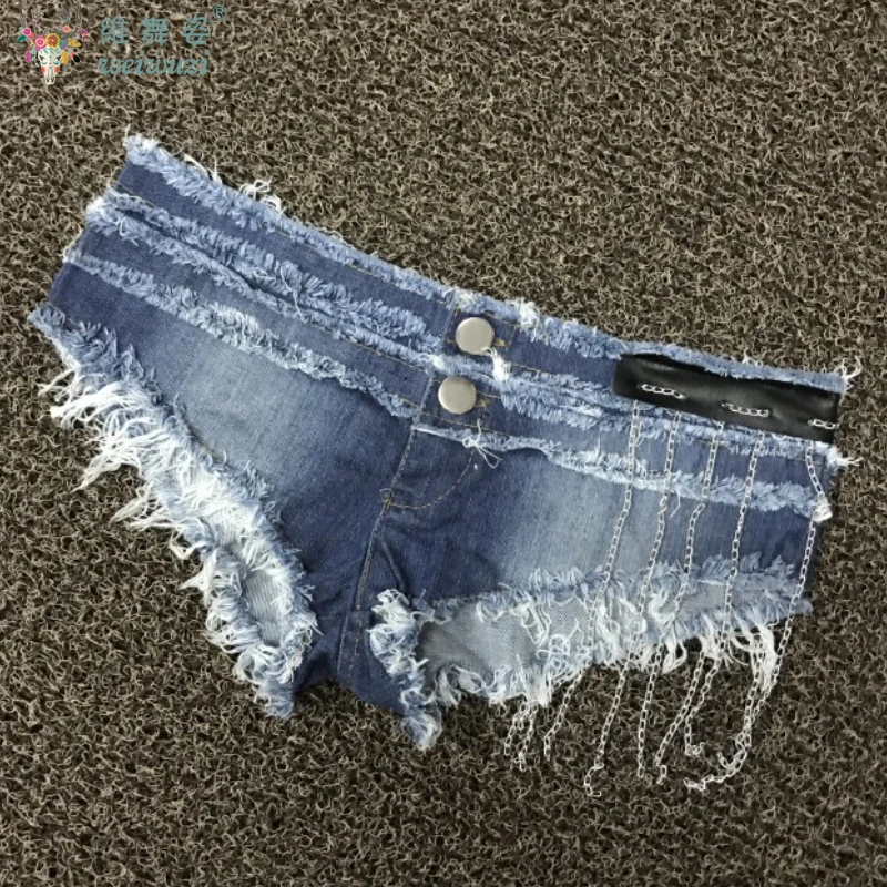 

Женские джинсовые шорты, джинсы с цепочкой SpicyGirl, клубная одежда Y2k, сексуальные шорты с низкой талией, ночной клуб, бар, танцы на пилоне, одежда для выступлений