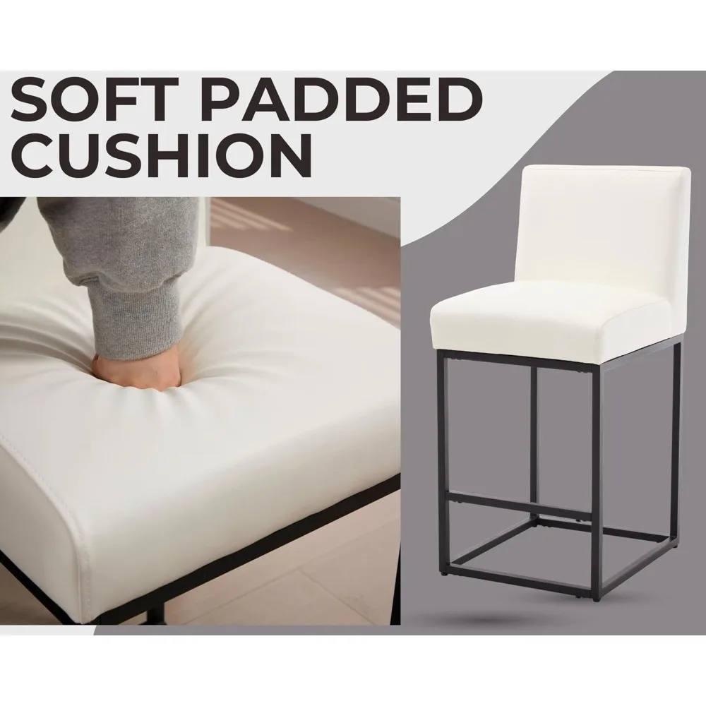 مقاعد بار بارتفاع عداد 27 بوصة من الجلد الصناعي مع ظهر مبطن، كراسي حديثة منجدة مع بلاك مي #5