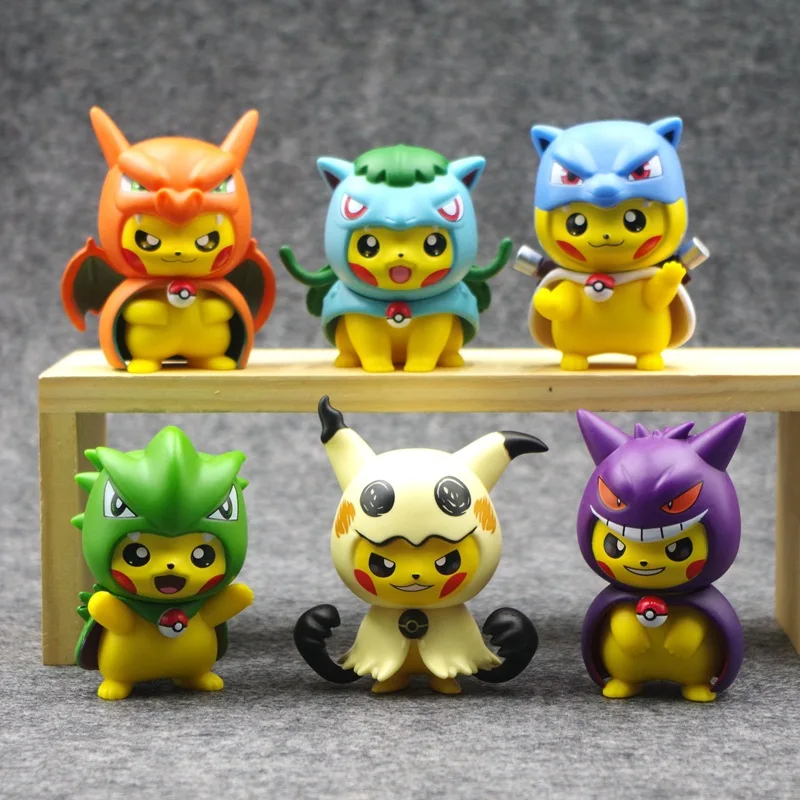 Figura de Pokémon de regalo, Pikachu Cos Charizard Bulbasaur Blastoise Gengar, caja ciega, figura de Anime, muñeca