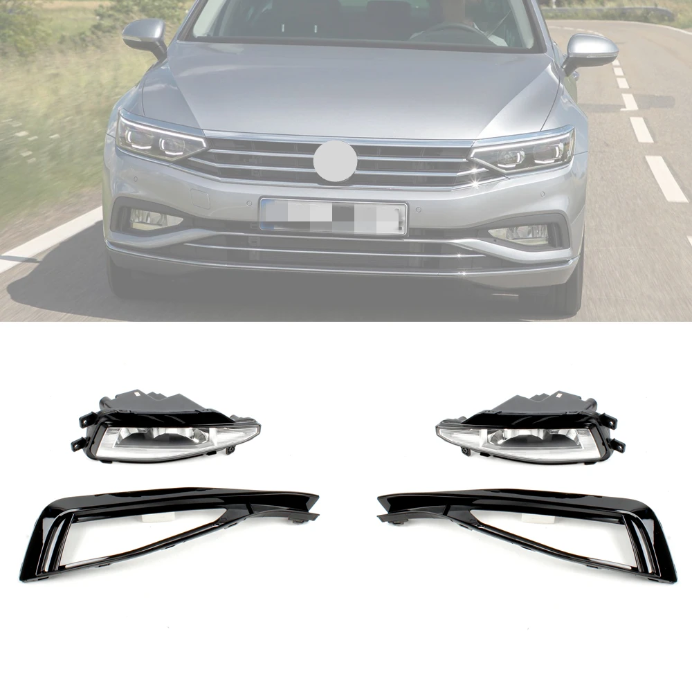 

Front Fog Lamp Light Grille Cover+Fog Light For VW Passat B8L B8.5 2020 2021 Euro Version Driving Light 3G0941699/3G0941700