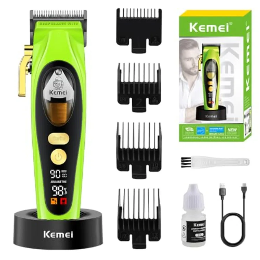 

Professional Rechargeable Hair Clipper for Men Cordless Electric Haircut Clipper and Trimmer Stainless Steel Blades Black Color