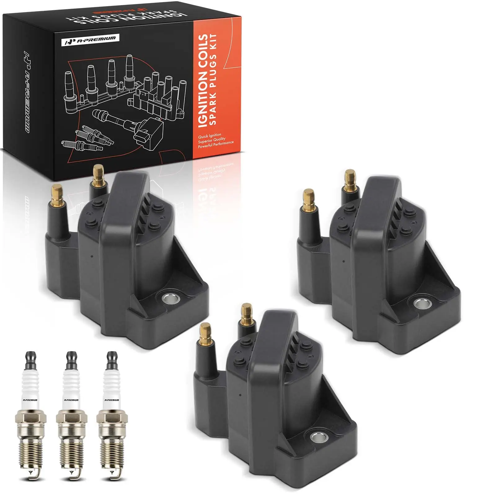 A-Premium 3x Ignition Coils & Iridium Spark Plug Kits for Buick Allure 2005-2008 Chevy Olds