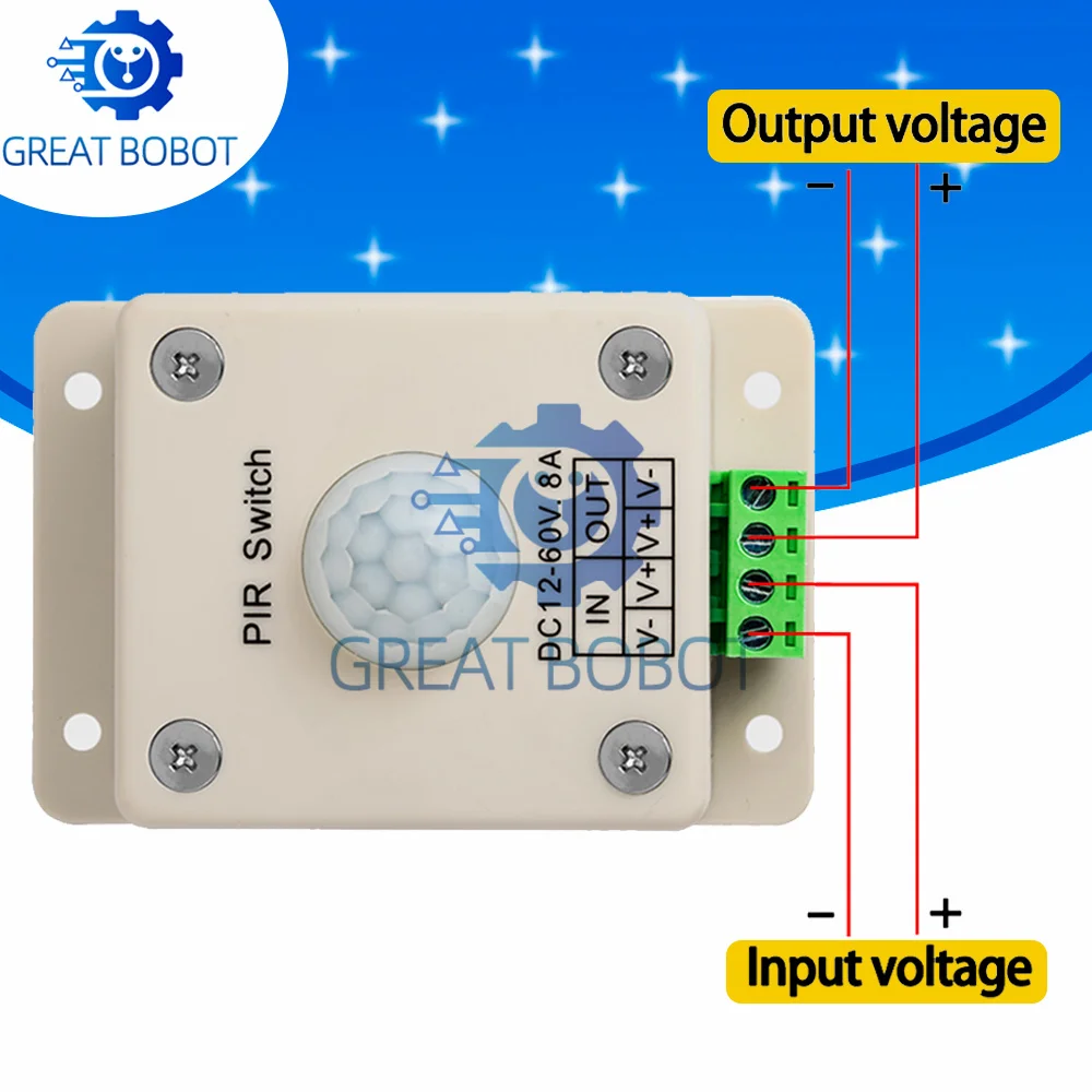 Programmable Infrared Motion Sensor Switch DC 12‑24V Adjustable Delay Intelligent LED Controller