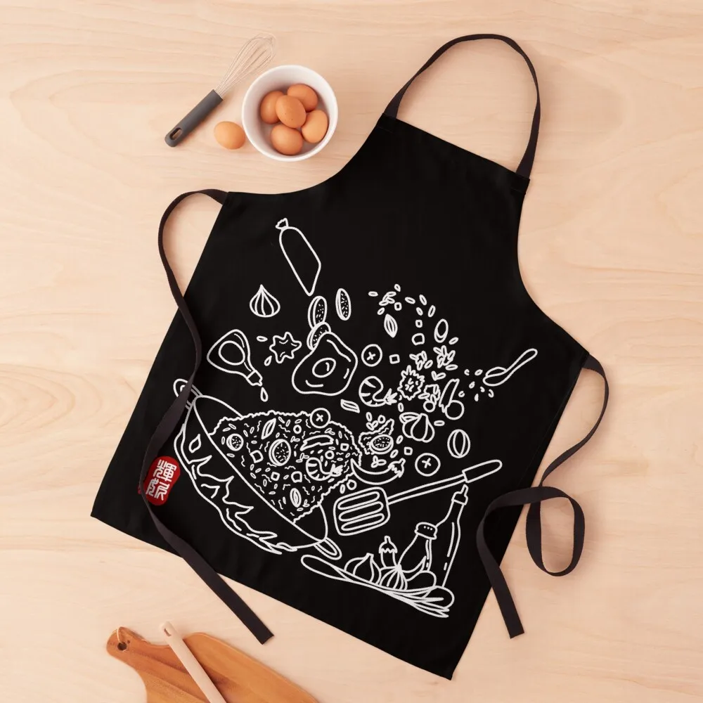 

Fried Rice (white) Apron Kitchen Apras Man Chef Uniform Women kitchen jacket woman For Woman Apron