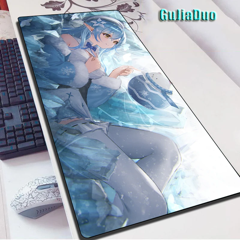 400x900 Extra Large Anime Blue Hair Girl Mouse Pad Computer Table Desk Mat XXL Non-slip Comic Mousepad Gaming Accessories Kawaii