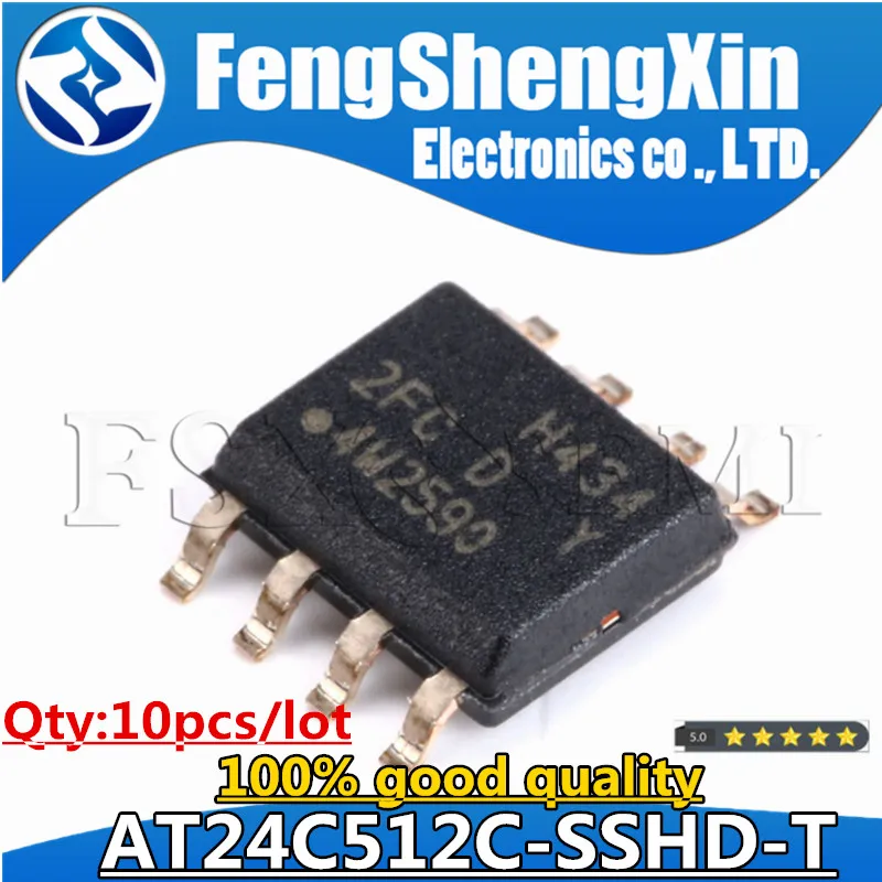 10pcs/lot AT24C512C-SSHD-T 2FCD SOP-8 24C512 2FC I2C-Compatiable (2-wire) Serial EEPROM 512-Kbit