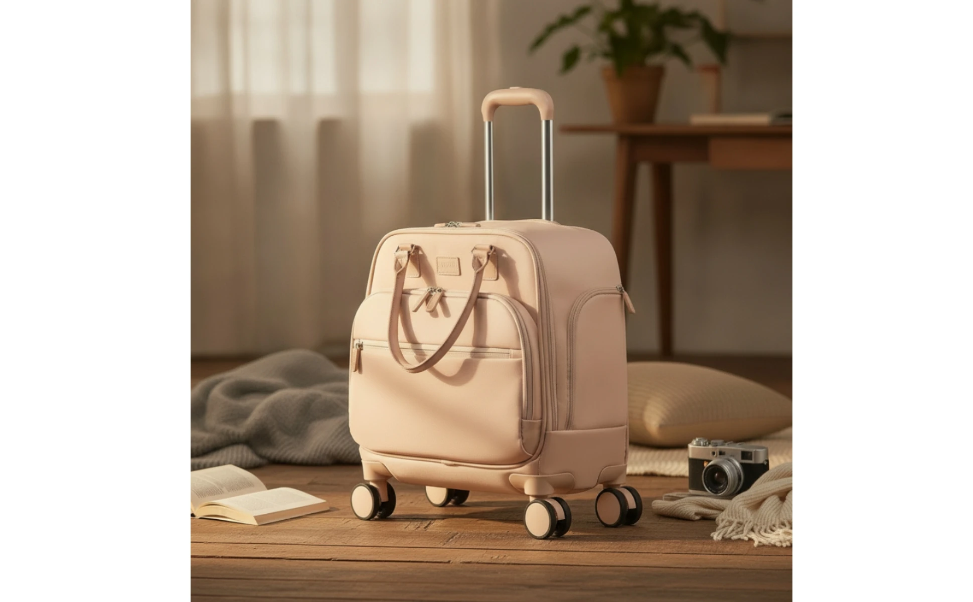 Softside Rolling Carry-on Suitcase Lightweight Suitcase with Telescopic Handle Luggage Organized Underseat