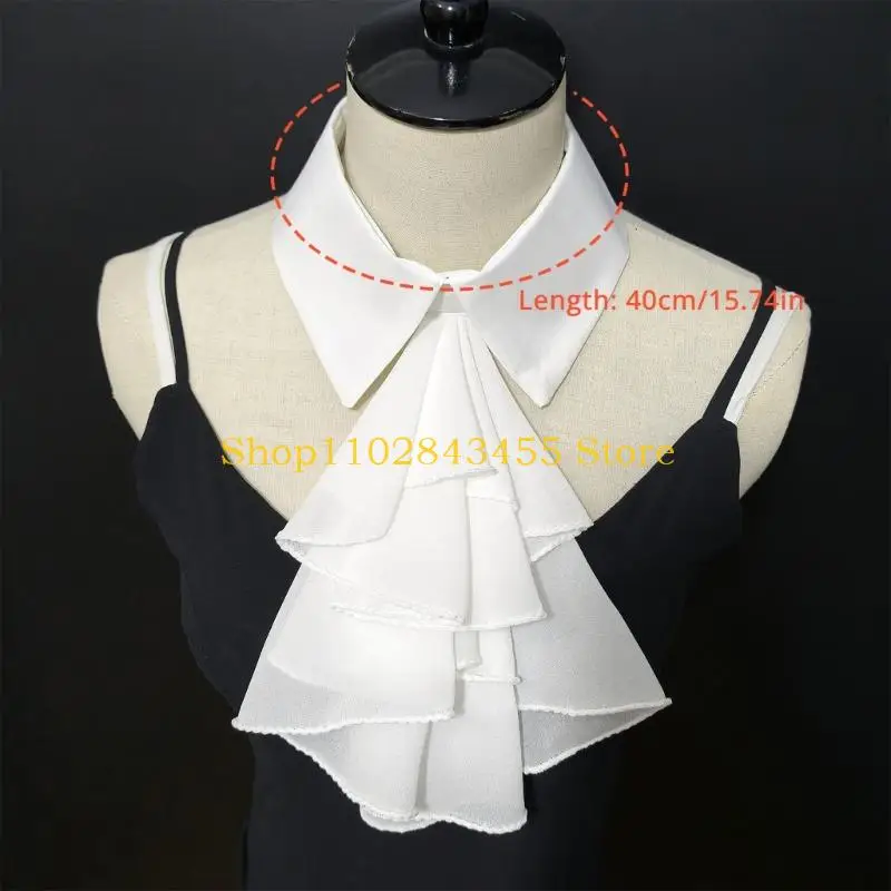 49MC Victorian เสื้อคอประดับ Vintage Ruffled ด้านหน้าปกปลอมใส่ Choker ผ้าผูกคออุปกรณ์เสริมสำหรับผู้หญิง
