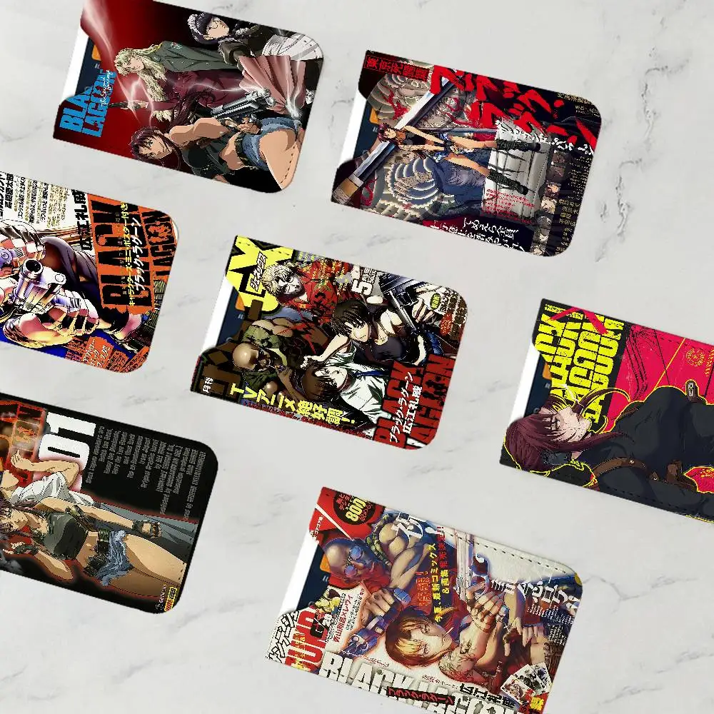 Black Lagoon Classic Anime Creative Printed with Leather Protective Case Business Portable Letter Pattern Leather Credit Bags