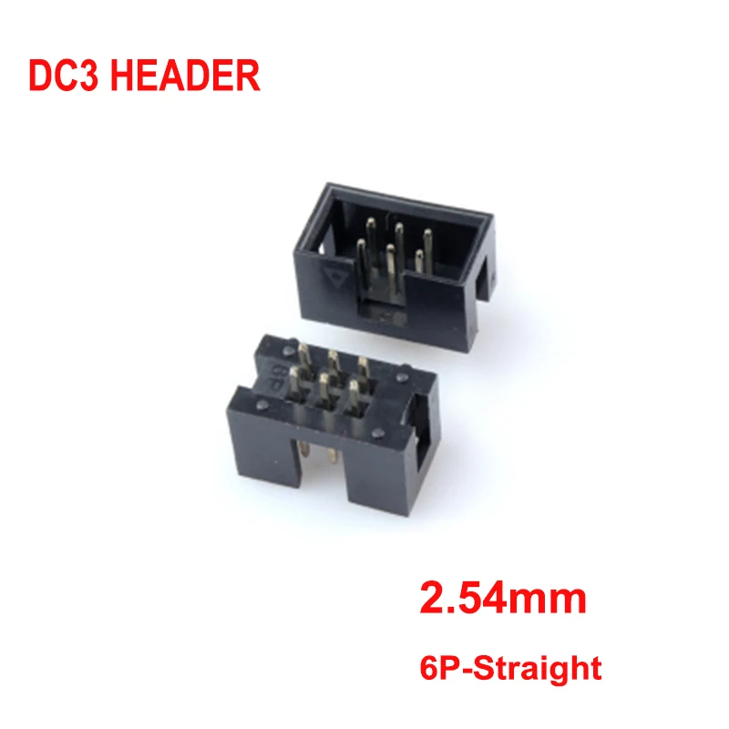 10 Pcs DC3 6P Dip 2.54mm Pitch DC3 Socket Header Box Header Connector Double Row Straight Male Header