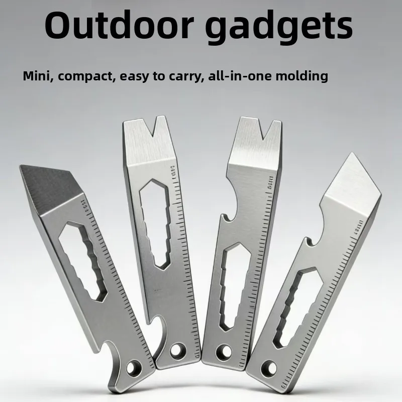 Multifunctional Tool Card Pry Bar Stainless Steel EDC Wrench Bottle Opener for Outdoor Camping Keychain Pocket