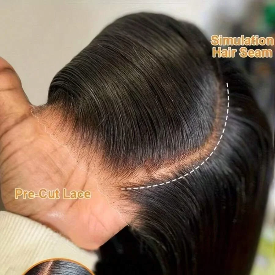 16-42 Inch 13*4 13*6 HD Lace Closure Wigs Put On And Go Bone Straight Glueless Long Virgin Human Hair Wig Brazilian Silk Straight Human Hair Wig 250% Density Pre Plucked Pre Cut Beginners Friendly No Glue 3s Wear And Go For Beginners Valentine's Day