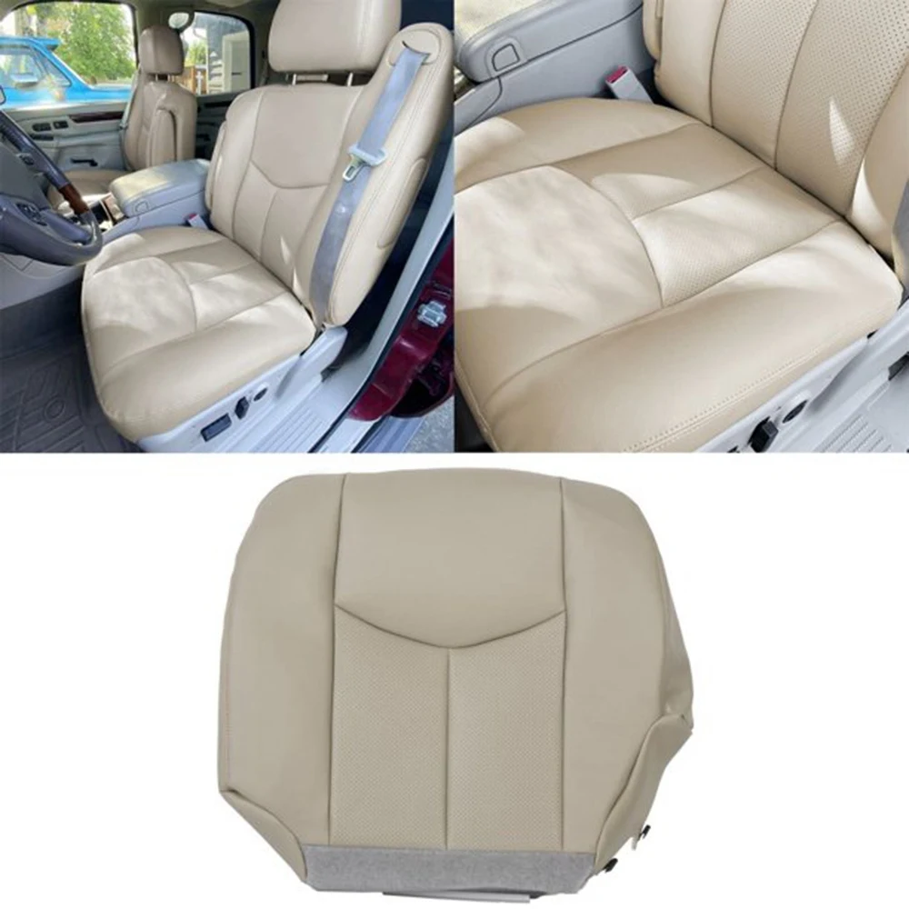 Car Front Driver Side PU Leather Seat Cushion Bottom Seat Cover for Cadillac Escalade 2003-2006 Black